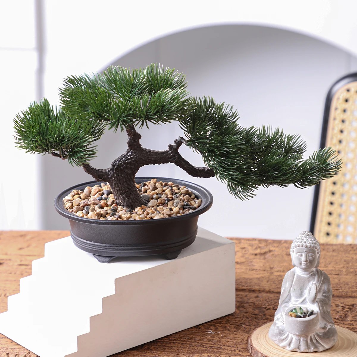 1pc Artificial Bonsai Tree: A Zen Garden Accent Artificial Plant PP Material Black Planter Home Office Party Decoration