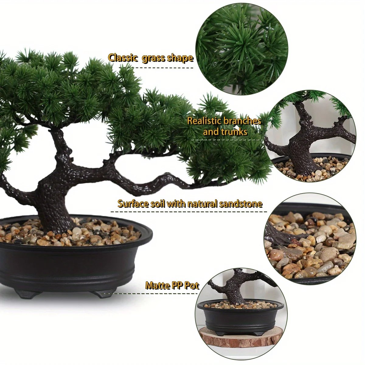 1pc Artificial Bonsai Tree: A Zen Garden Accent Artificial Plant PP Material Black Planter Home Office Party Decoration