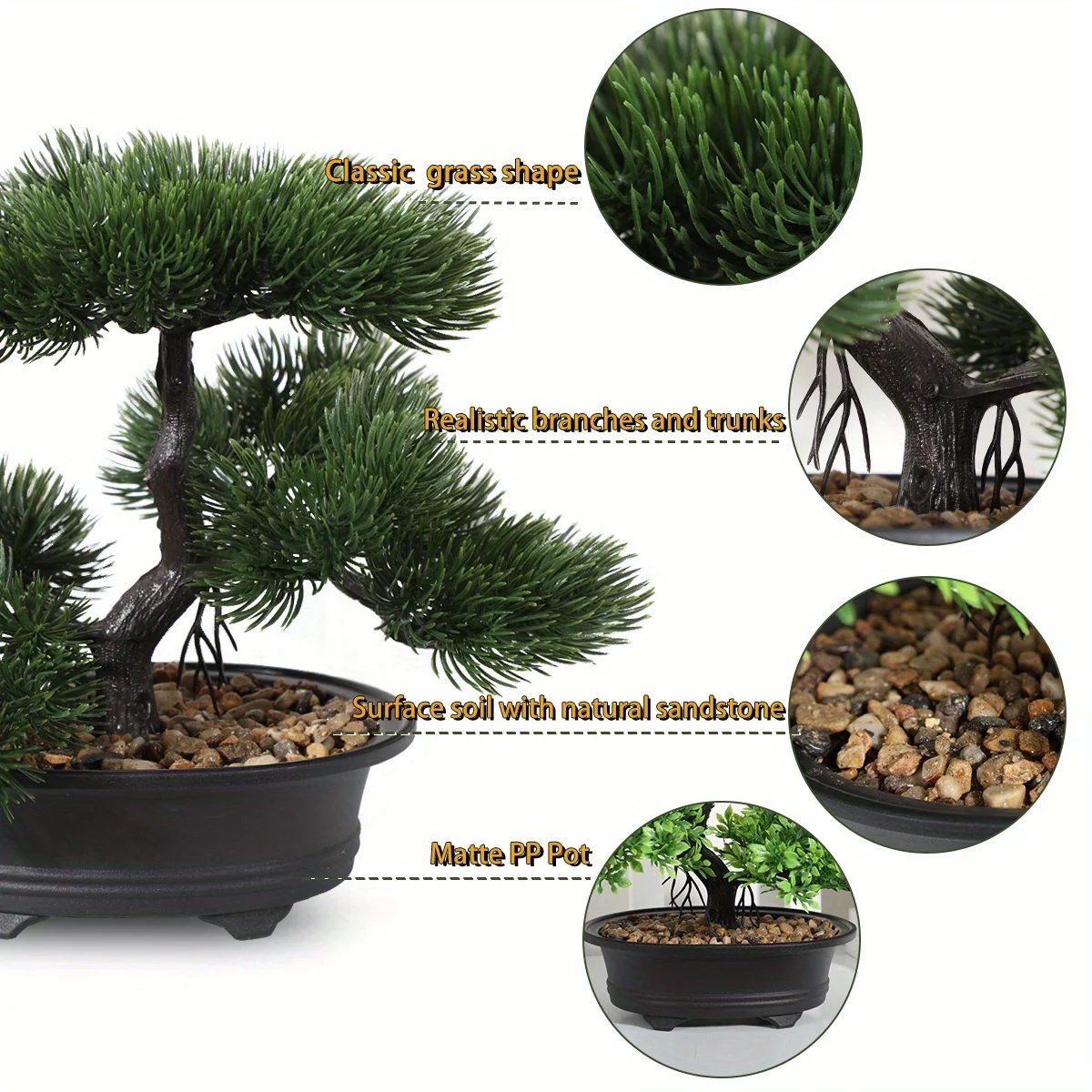1pc Artificial Bonsai Tree: A Zen Garden Accent Artificial Plant PP Material Black Planter Home Office Party Decoration