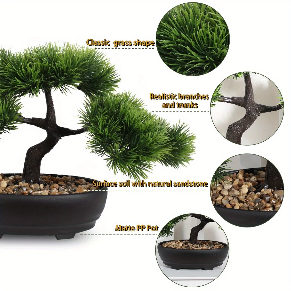 1pc Artificial Bonsai Tree: A Zen Garden Accent Artificial Plant PP Material Black Planter Home Office Party Decoration