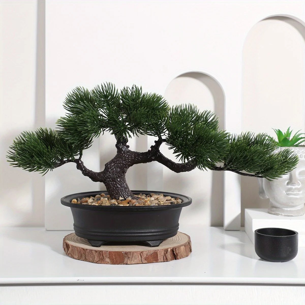 1pc Artificial Bonsai Tree: A Zen Garden Accent Artificial Plant PP Material Black Planter Home Office Party Decoration