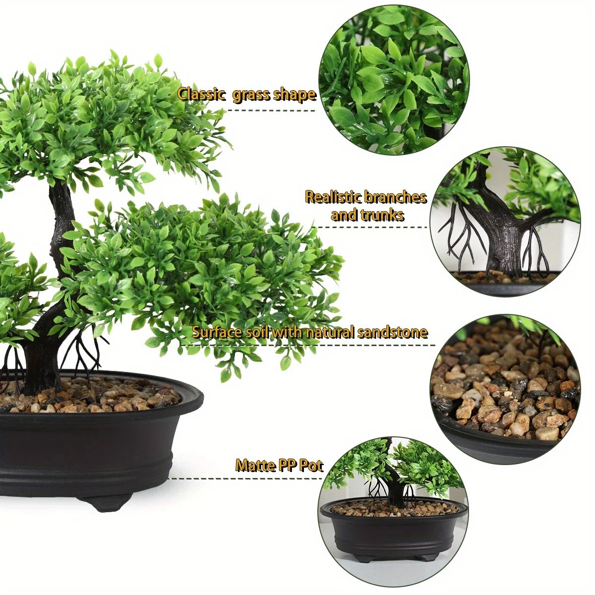 1pc Artificial Bonsai Tree: A Zen Garden Accent Artificial Plant PP Material Black Planter Home Office Party Decoration