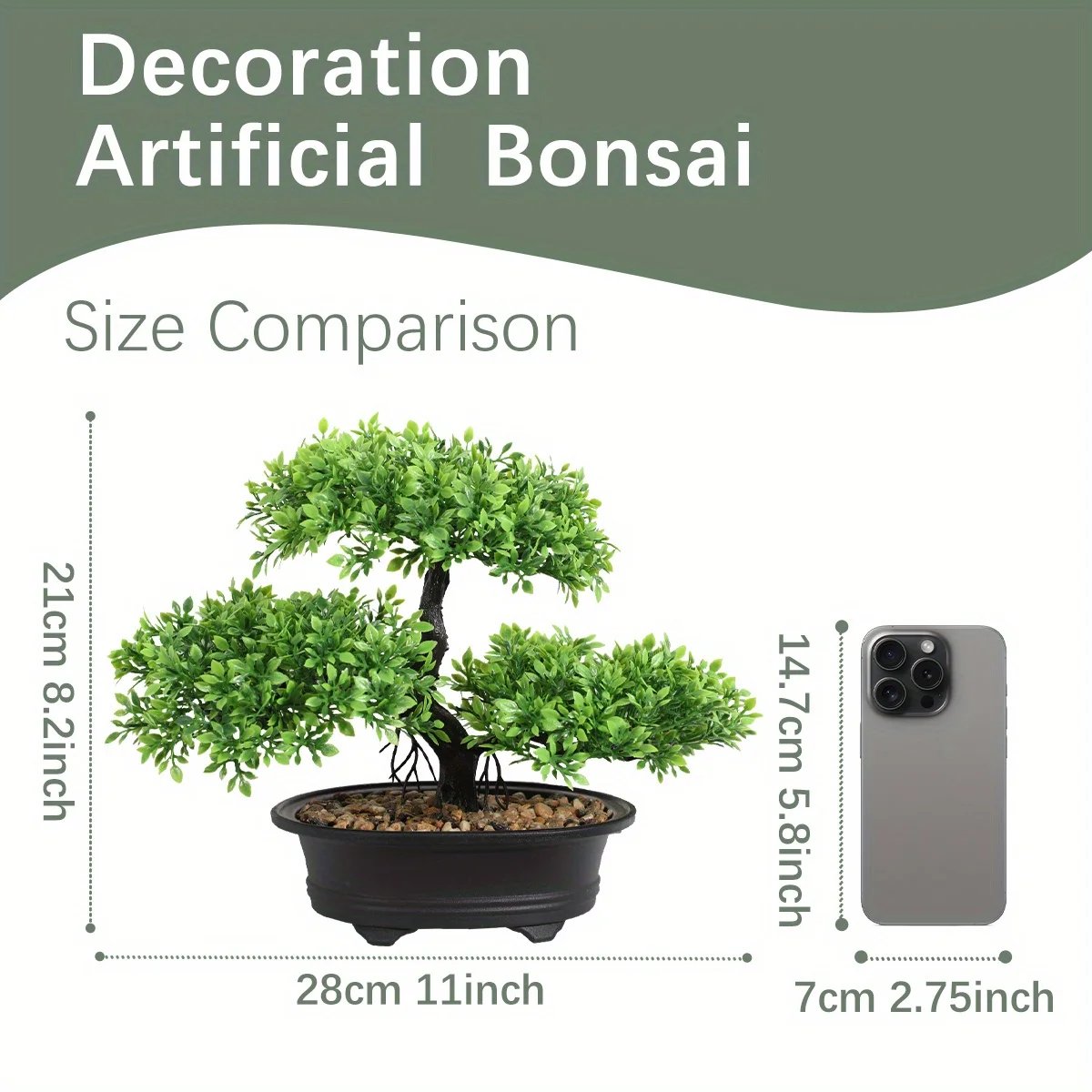 1pc Artificial Bonsai Tree: A Zen Garden Accent Artificial Plant PP Material Black Planter Home Office Party Decoration
