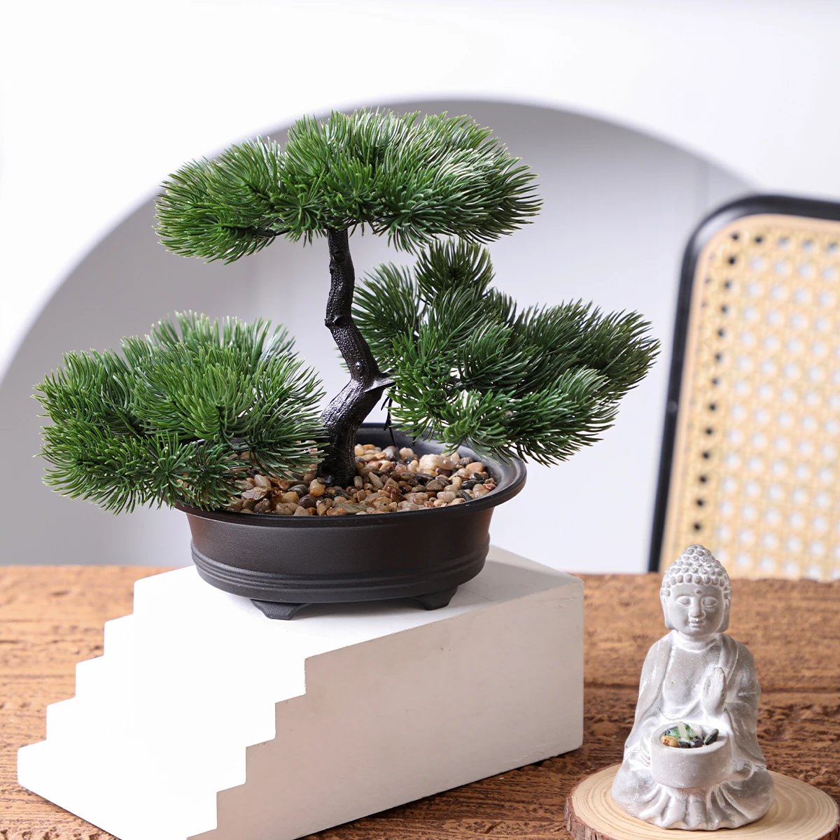1pc Artificial Bonsai Tree: A Zen Garden Accent Artificial Plant PP Material Black Planter Home Office Party Decoration