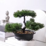 1pc Artificial Bonsai Tree: A Zen Garden Accent Artificial Plant PP Material Black Planter Home Office Party Decoration - Image 5