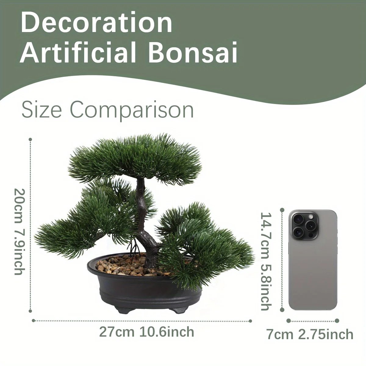 1pc Artificial Bonsai Tree: A Zen Garden Accent Artificial Plant PP Material Black Planter Home Office Party Decoration