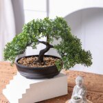 1pc Artificial Bonsai Tree: A Zen Garden Accent Artificial Plant PP Material Black Planter Home Office Party Decoration - Image 4