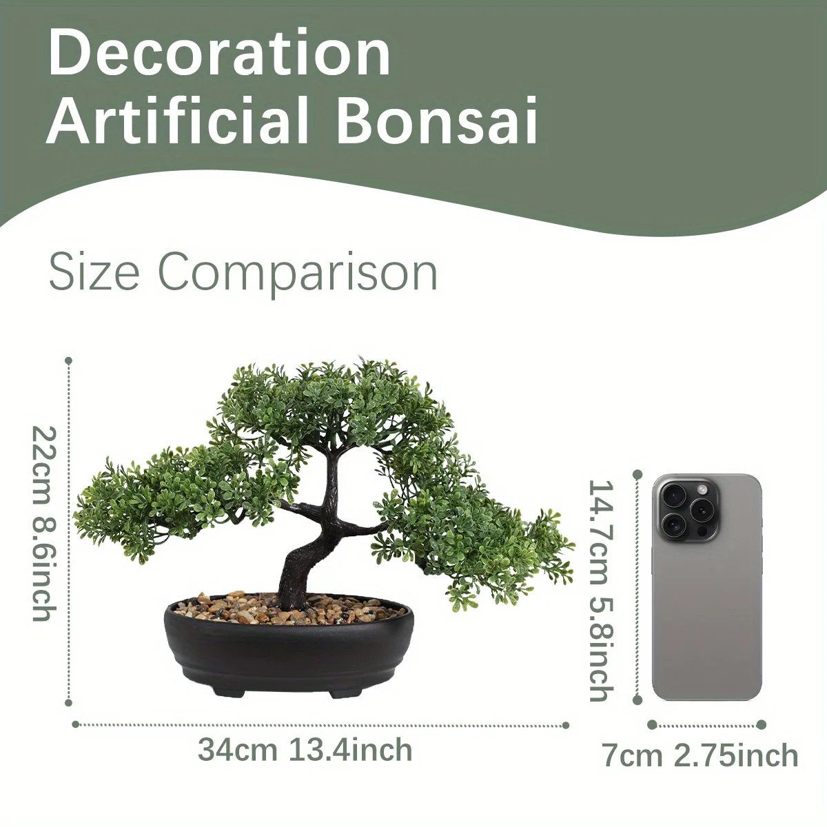 1pc Artificial Bonsai Tree: A Zen Garden Accent Artificial Plant PP Material Black Planter Home Office Party Decoration