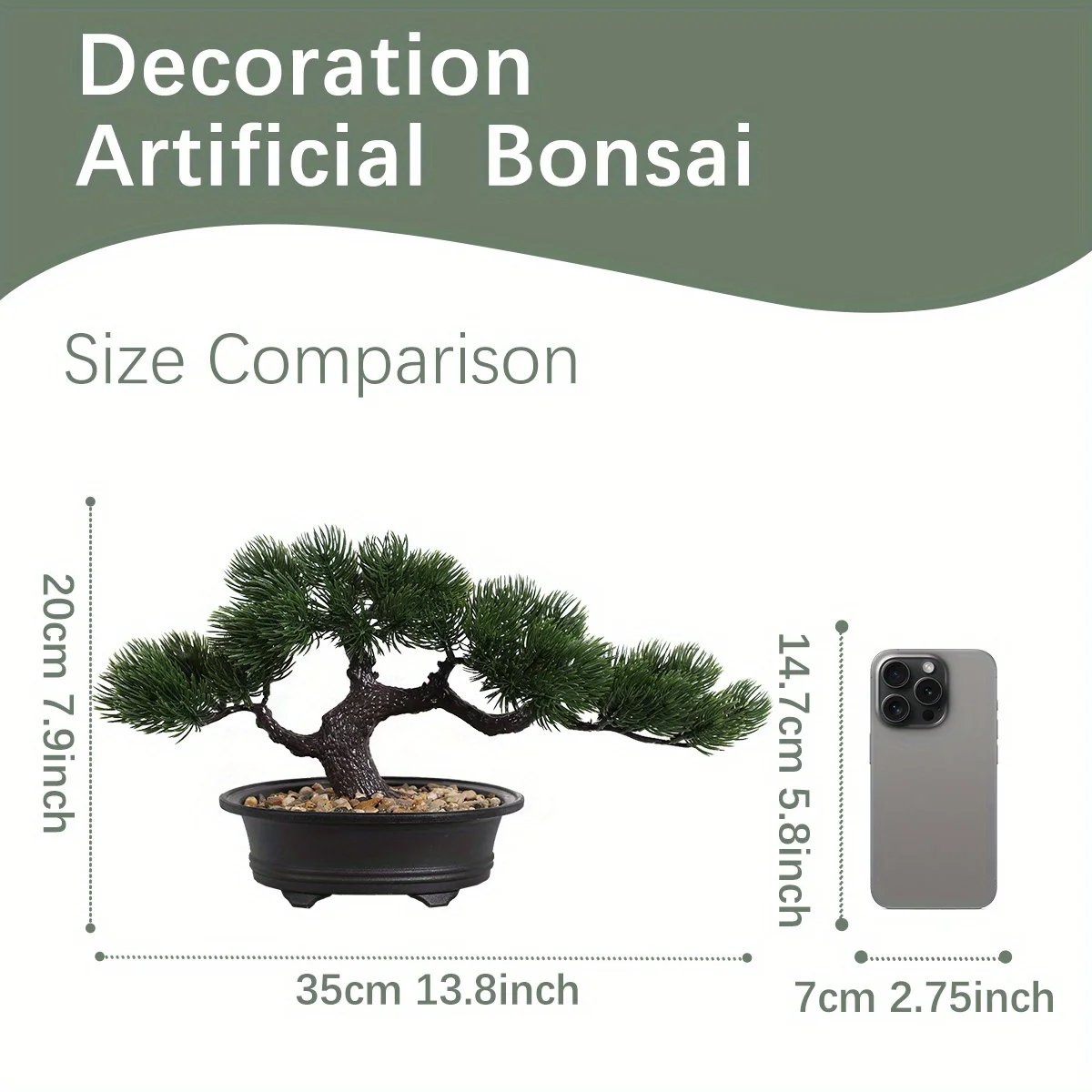 1pc Artificial Bonsai Tree: A Zen Garden Accent Artificial Plant PP Material Black Planter Home Office Party Decoration