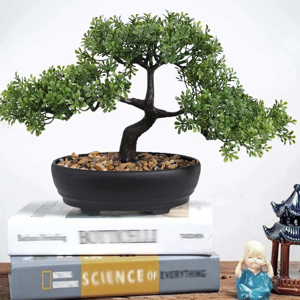 1pc Artificial Bonsai Tree: A Zen Garden Accent Artificial Plant PP Material Black Planter Home Office Party Decoration
