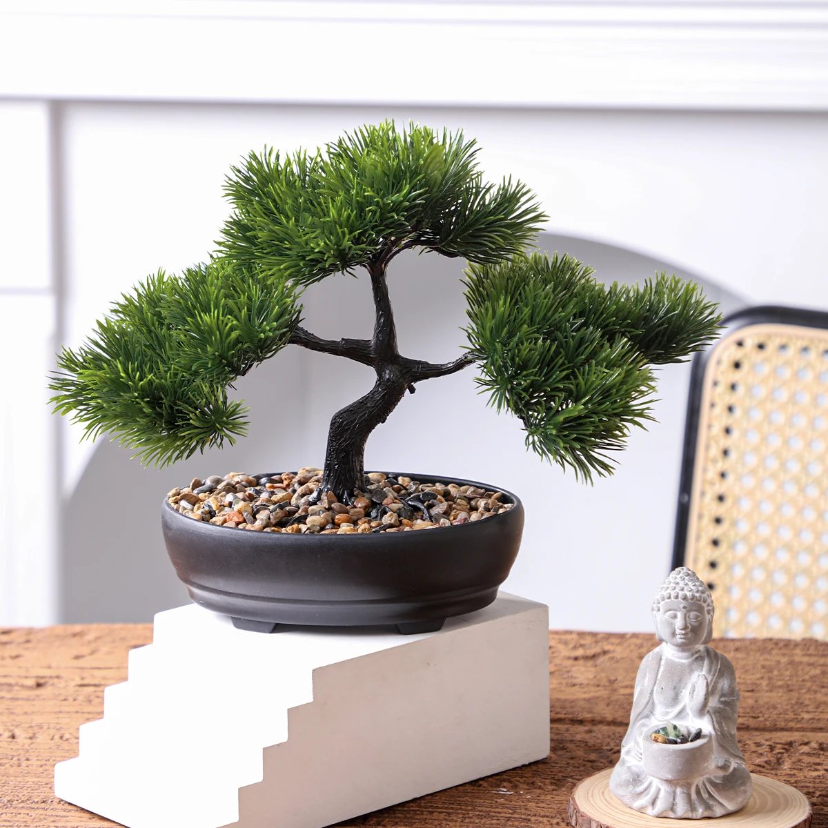 1pc Artificial Bonsai Tree: A Zen Garden Accent Artificial Plant PP Material Black Planter Home Office Party Decoration