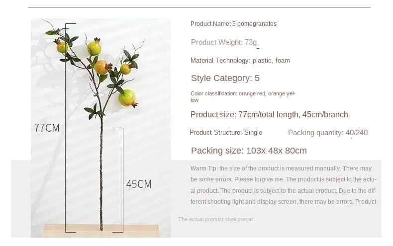 Artificial Plants for Home Decoration Fake Fruits Bonsai Tree Garden Decoration Plantas Artificiales Wall Hanging Decor
