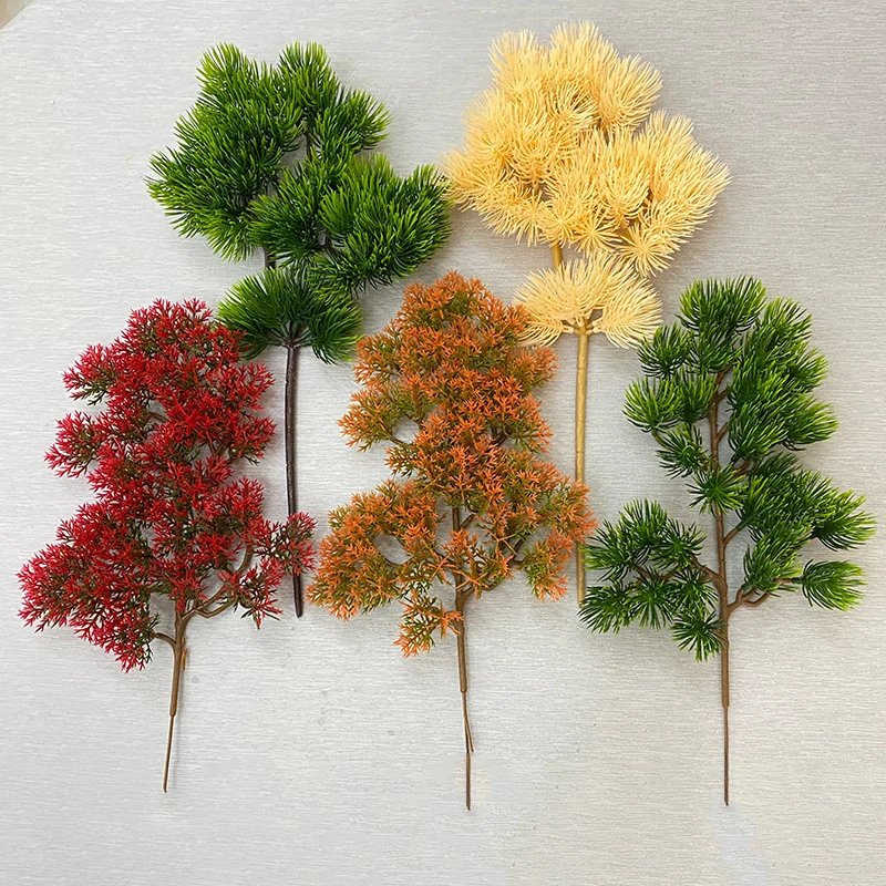 Plastic Artificial Pine Cypress Plant Bonsai Desktop Garden Plastic tree Branch