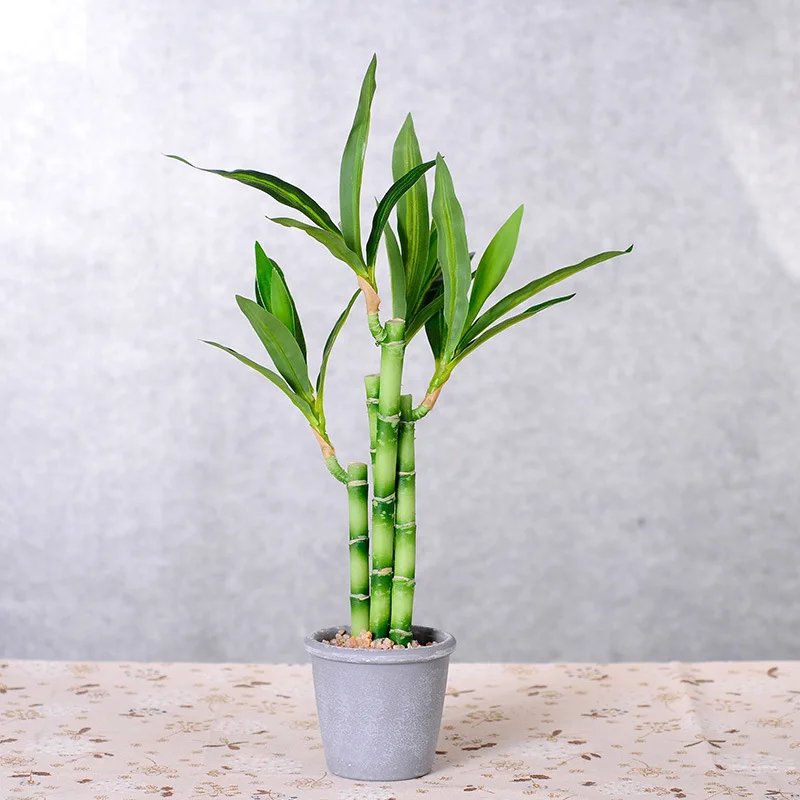 Artificial plants green lucky bamboo fake bonsai horticulture outdoor living room table aesthetic space wedding home decoration