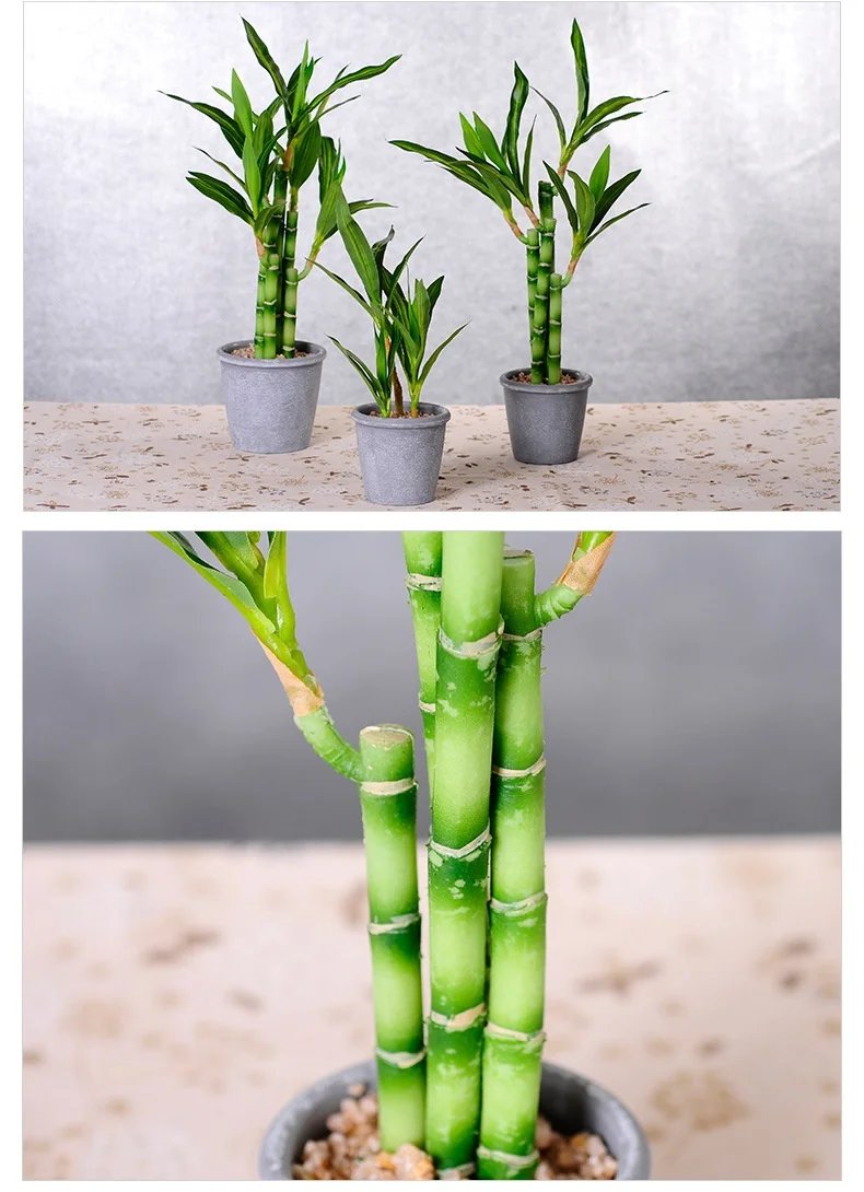 Artificial plants green lucky bamboo fake bonsai horticulture outdoor living room table aesthetic space wedding home decoration