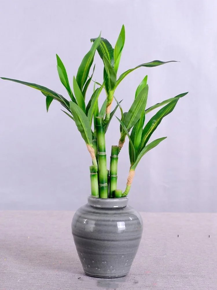 Artificial plants green lucky bamboo fake bonsai horticulture outdoor living room table aesthetic space wedding home decoration