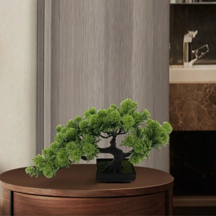 Artificial Bonsai Pine Tree Simulation Potted Plants Desktop Display Tree for Bookshelf Living Room Windowsill Decoration - Image 2