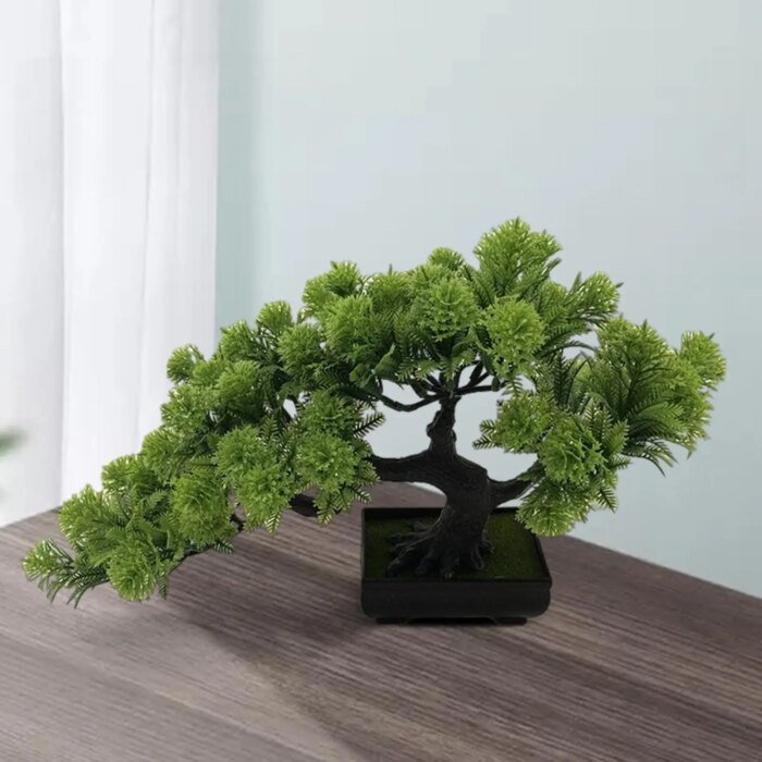 Artificial Bonsai Pine Tree Simulation Potted Plants Desktop Display Tree for Bookshelf Living Room Windowsill Decoration - Image 3