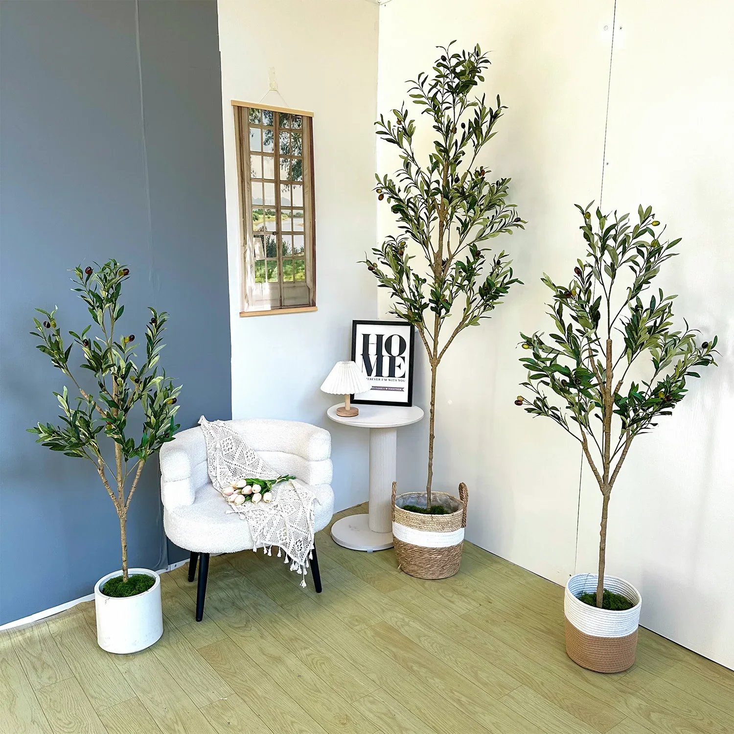 1.2/1.5/1.8m Artificial Olive Tree PVC Soft Rubber European-style Home Hotel Floor Bonsai Decoration Artificial Green Olive Tree