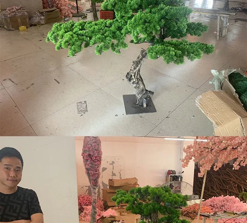 Artificial Greeting Pine Podocarpus Macrophyllus Fake Trees Greenery Bonsai Hall New Chinese Style Soft Decoration Ornaments