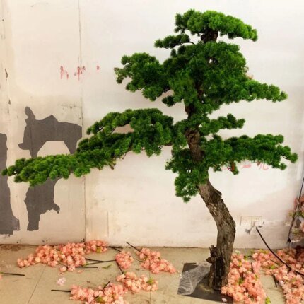 Artificial Greeting Pine Podocarpus Macrophyllus Fake Trees Greenery Bonsai  Hall New Chinese Style Soft Decoration Ornaments