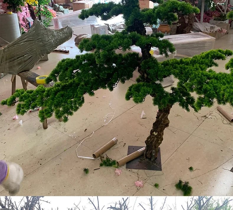 Artificial Greeting Pine Podocarpus Macrophyllus Fake Trees Greenery Bonsai Hall New Chinese Style Soft Decoration Ornaments