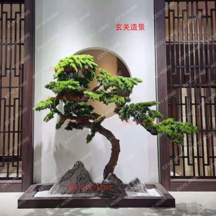 Artificial Greeting Pine Podocarpus Macrophyllus Fake Trees Greenery Bonsai  Hall New Chinese Style Soft Decoration Ornaments - Image 4