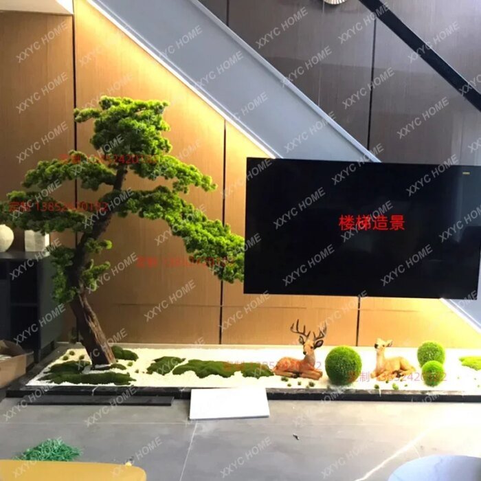 Artificial Greeting Pine Podocarpus Macrophyllus Fake Trees Greenery Bonsai  Hall New Chinese Style Soft Decoration Ornaments - Image 3