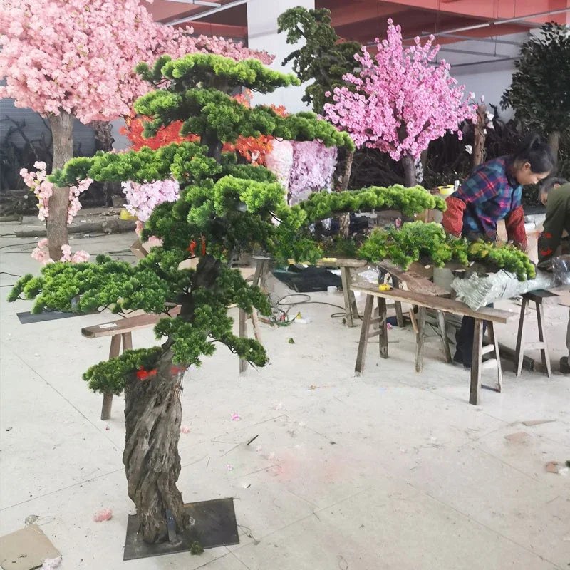 Artificial Greeting Pine Podocarpus Macrophyllus Fake Trees Greenery Bonsai Hall New Chinese Style Soft Decoration Ornaments
