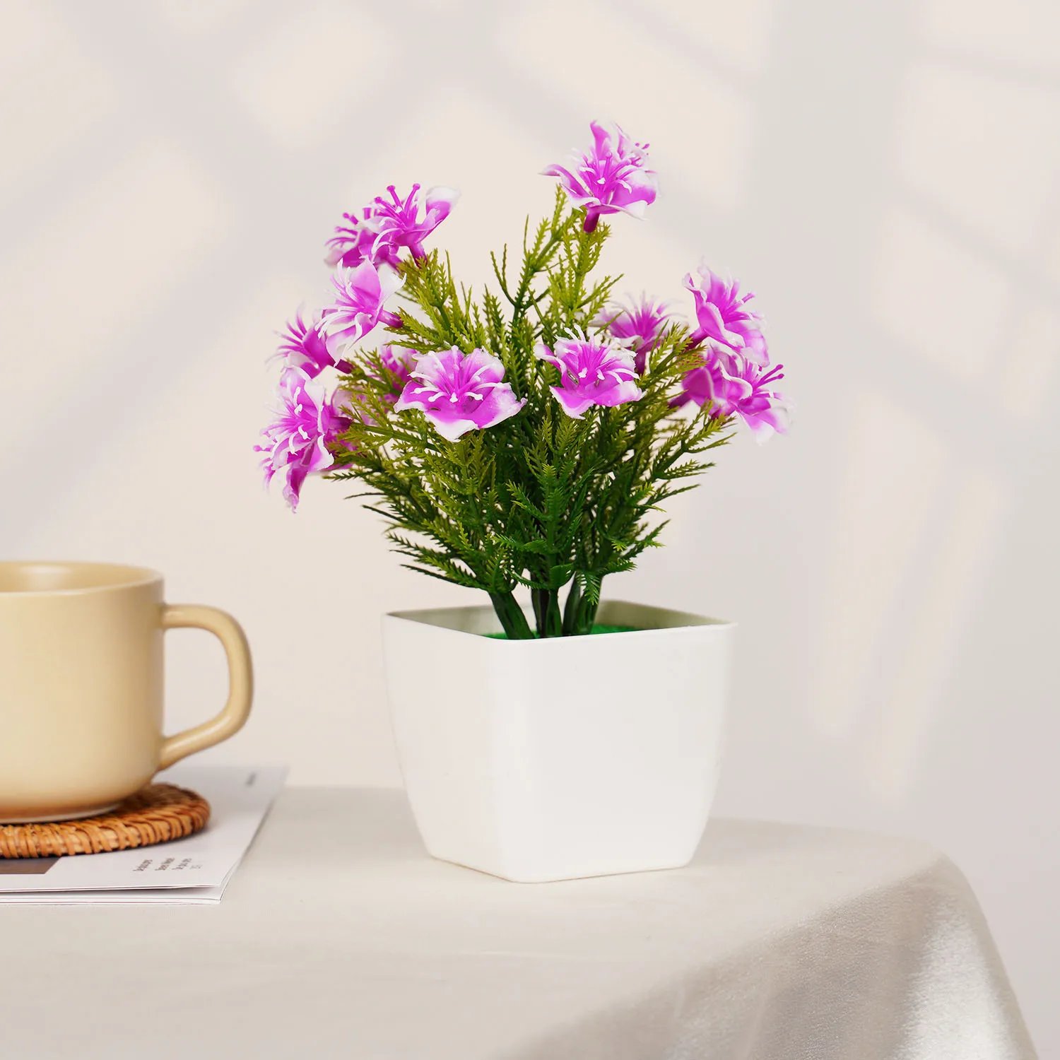 Artificial Bonsai Green Fake Small Cherry Blossom Potted Plant For Outdoor Indoor Home Bedroom Garden Decoration supplies
