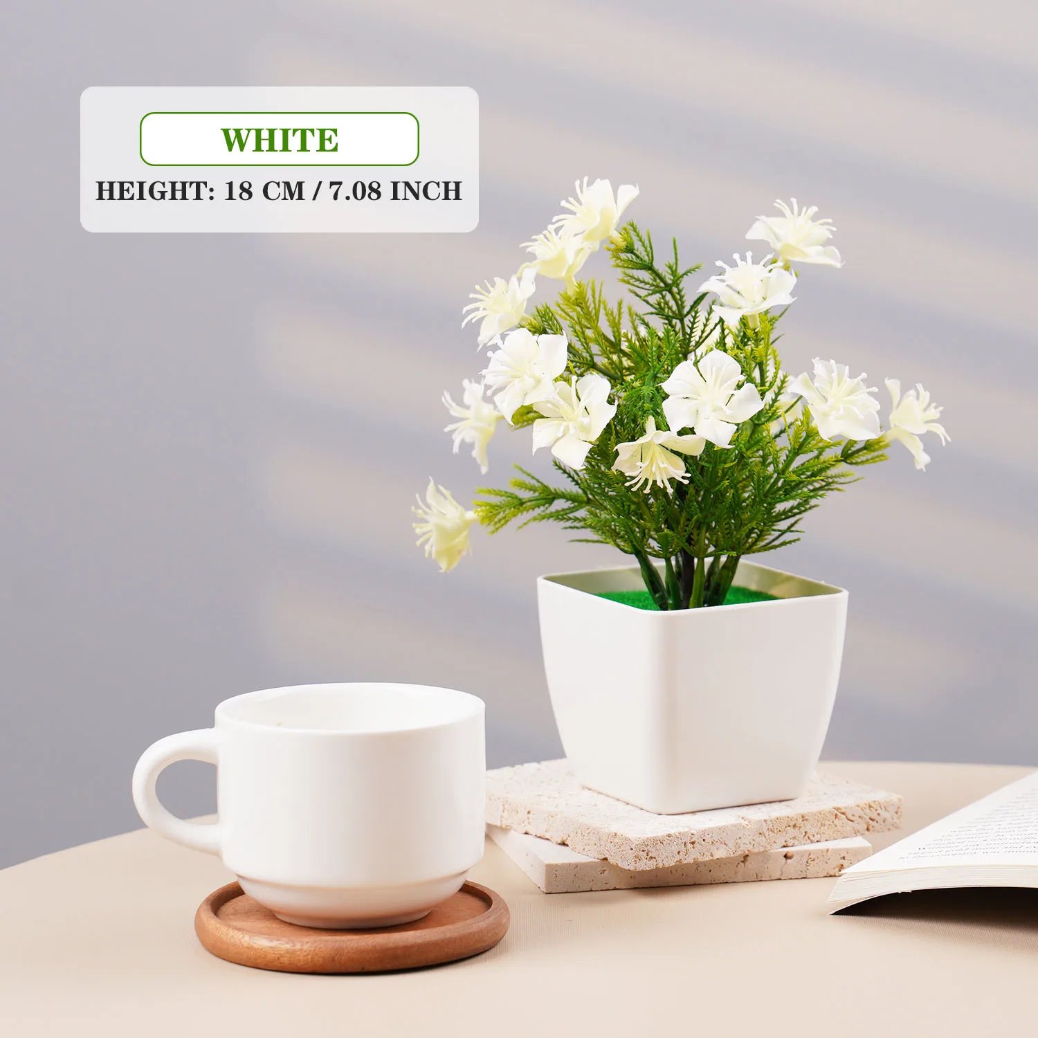 Artificial Bonsai Green Fake Small Cherry Blossom Potted Plant For Outdoor Indoor Home Bedroom Garden Decoration supplies