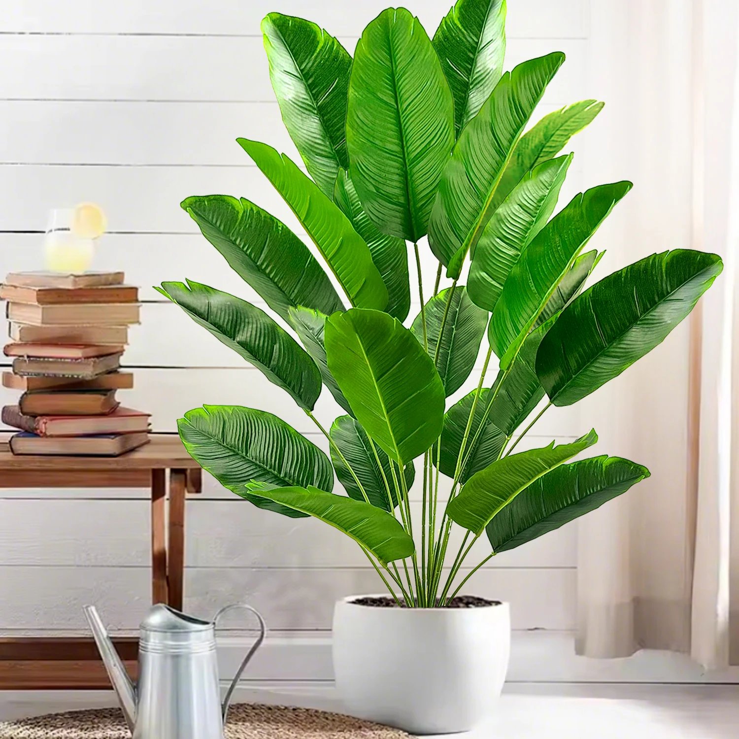 Artificial Tropical Palm Tree Fake Banana Plant Leaves Real Touch Strelitzia Plastic Plant for Home Garden