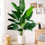 Artificial Tropical Palm Tree Fake Banana Plant Leaves Real Touch Strelitzia Plastic Plant for Home Garden - Image 4