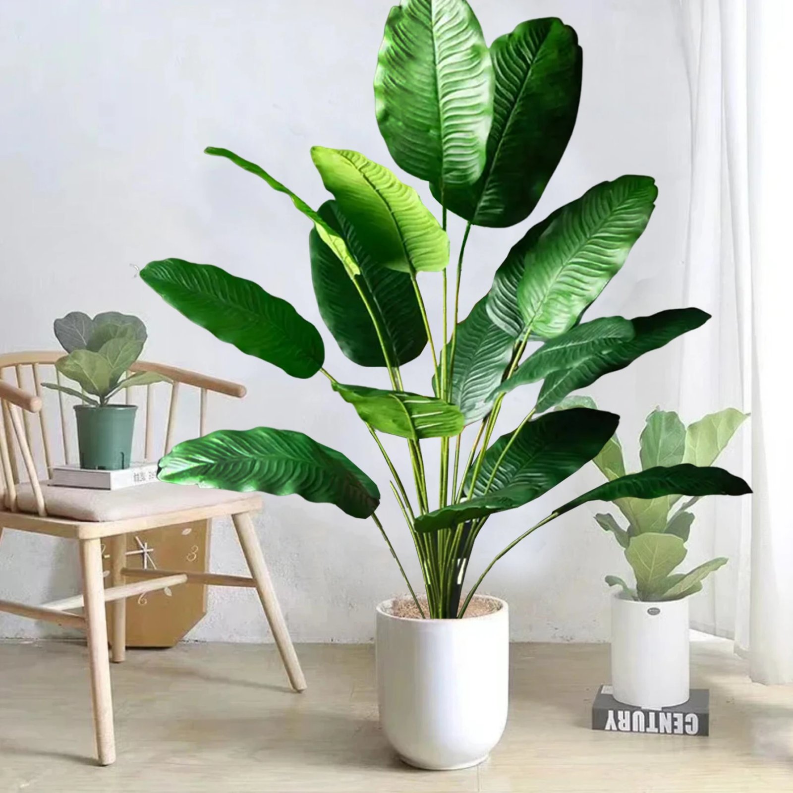 Artificial Tropical Palm Tree Fake Banana Plant Leaves Real Touch Strelitzia Plastic Plant for Home Garden