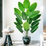 Artificial Tropical Palm Tree Fake Banana Plant Leaves Real Touch Strelitzia Plastic Plant for Home Garden - Image 2