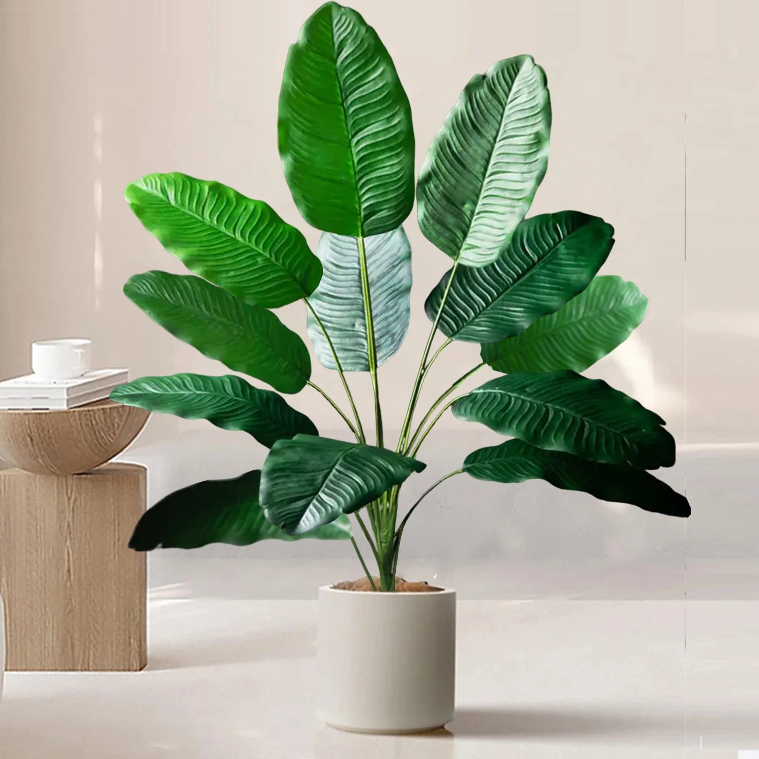 Artificial Tropical Palm Tree Fake Banana Plant Leaves Real Touch Strelitzia Plastic Plant for Home Garden