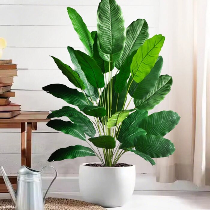 Artificial Tropical Palm Tree Fake Banana Plant Leaves Real Touch Strelitzia Plastic Plant for Home Garden - Image 3