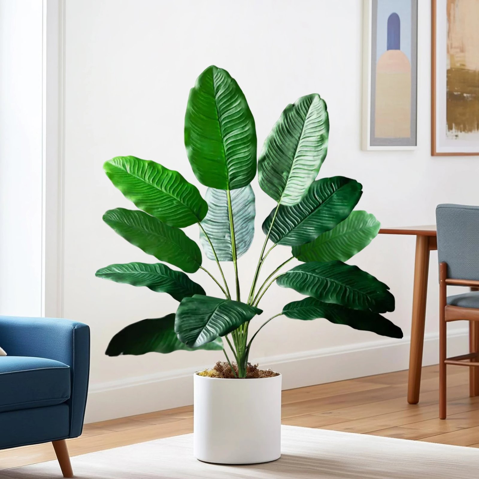 Artificial Tropical Palm Tree Fake Banana Plant Leaves Real Touch Strelitzia Plastic Plant for Home Garden