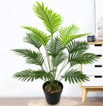 Plam Tree Artificial Plants Green Leaf Simulated Bonsai Potted Plant Room Decor Office Home Floor Home Outdoors Party Ornament - Image 2