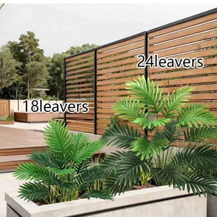 Plam Tree Artificial Plants Green Leaf Simulated Bonsai Potted Plant Room Decor Office Home Floor Home Outdoors Party Ornament - Image 3