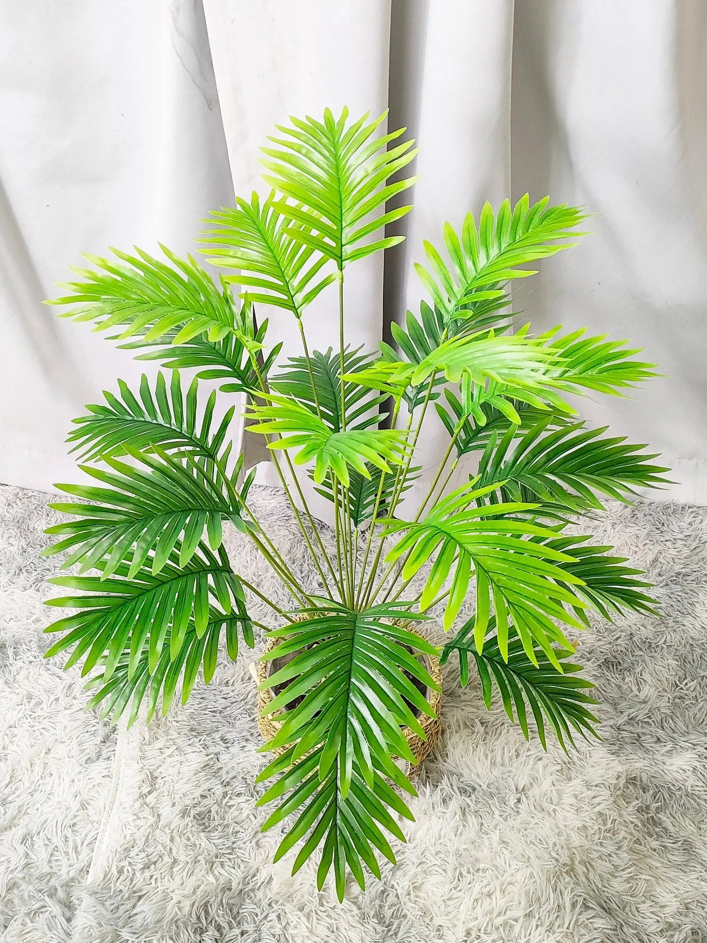 Plam Tree Artificial Plants Green Leaf Simulated Bonsai Potted Plant Room Decor Office Home Floor Home Outdoors Party Ornament