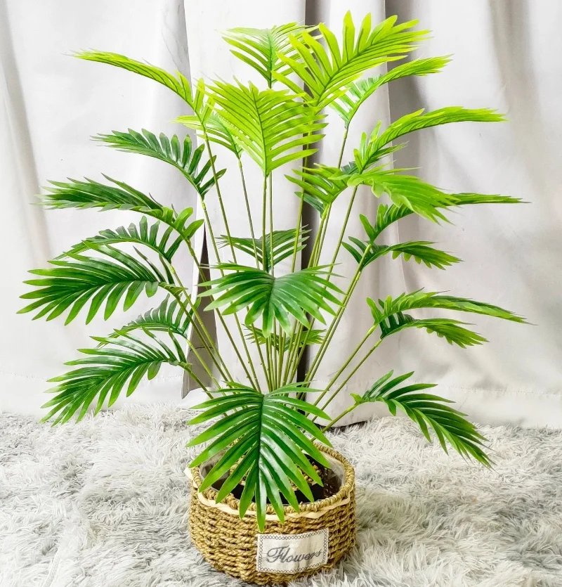 Plam Tree Artificial Plants Green Leaf Simulated Bonsai Potted Plant Room Decor Office Home Floor Home Outdoors Party Ornament