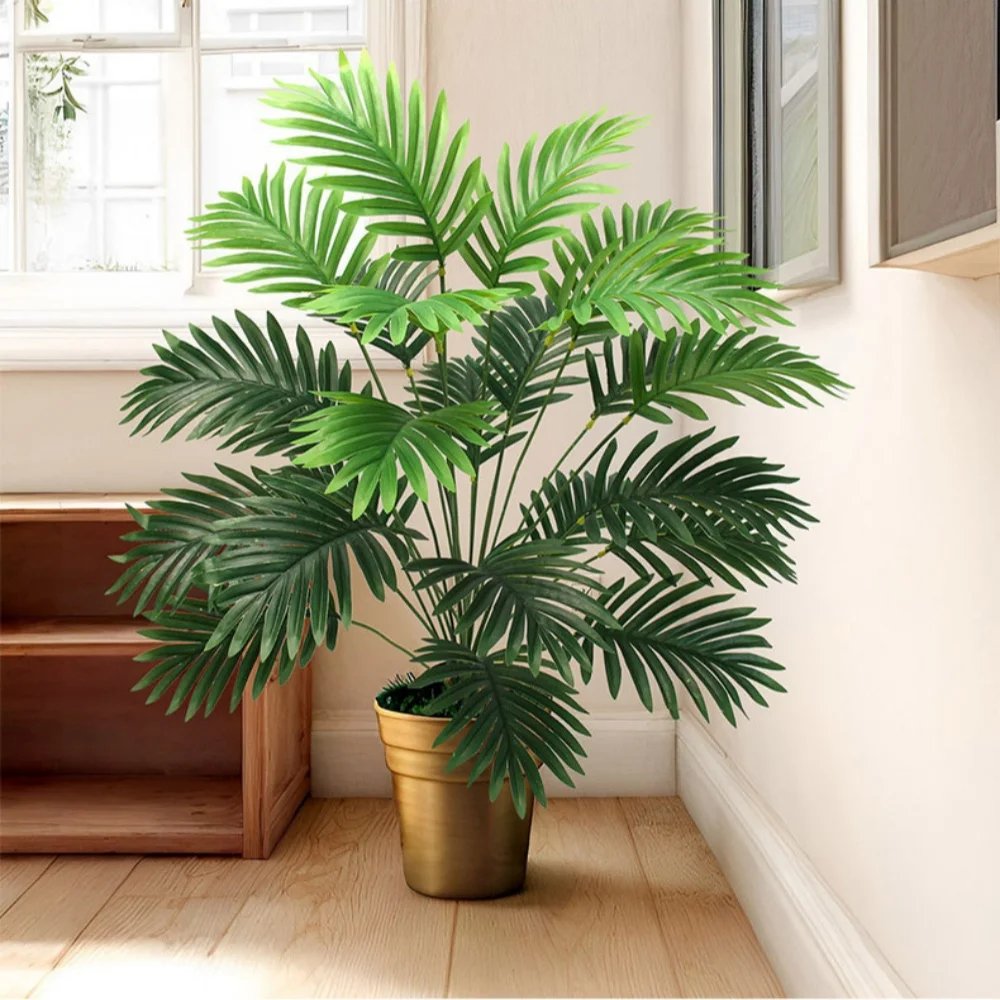 Plam Tree Artificial Plants Green Leaf Simulated Bonsai Potted Plant Room Decor Office Home Floor Home Outdoors Party Ornament