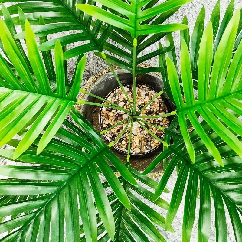Plam Tree Artificial Plants Green Leaf Simulated Bonsai Potted Plant Room Decor Office Home Floor Home Outdoors Party Ornament