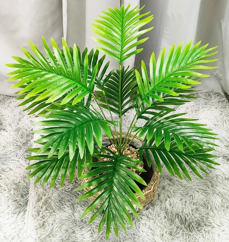 Plam Tree Artificial Plants Green Leaf Simulated Bonsai Potted Plant Room Decor Office Home Floor Home Outdoors Party Ornament