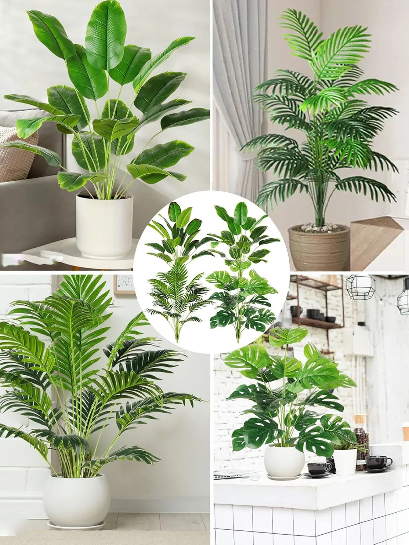 1pc Large Artificial Areca Palm Plant In Pot Plant Faux Tropical Plants Tall Table Palm Tree Home Office Decoration Floor Decor
