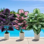3pcs 60cm Large Artificial Green Plant Set Garden Decoration 36 Leaves Simulated Bonsai Potted Decor Home Room Party Wedding - Image 2