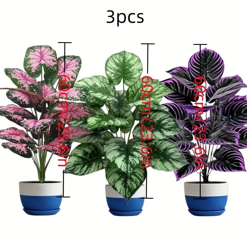 3pcs 60cm Large Artificial Green Plant Set Garden Decoration 36 Leaves Simulated Bonsai Potted Decor Home Room Party Wedding 3pcs 60cm Large Artificial Green Plant Set Garden Decoration 36 Leaves Simulated Bonsai Potted Decor Home Room Party Wedding