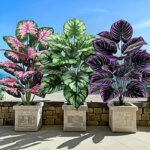 3pcs 60cm Large Artificial Green Plant Set Garden Decoration 36 Leaves Simulated Bonsai Potted Decor Home Room Party Wedding