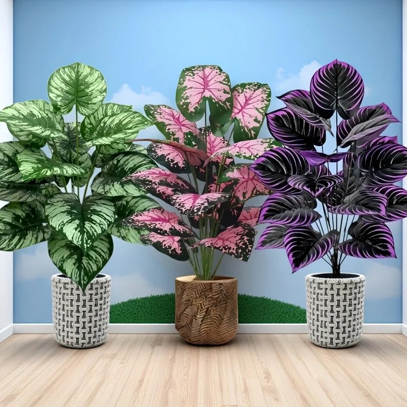 3pcs 60cm Large Artificial Green Plant Set Garden Decoration 36 Leaves Simulated Bonsai Potted Decor Home Room Party Wedding 3pcs 60cm Large Artificial Green Plant Set Garden Decoration 36 Leaves Simulated Bonsai Potted Decor Home Room Party Wedding